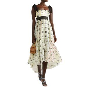 Silvia Tcherassi Benita Checked Silk Swing Dress  Size S/M NEW